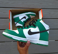 Nike Dunk High High-Top Unisex Green/White/Black Colorblock Sneaker New w/ Box picture