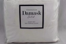 Charter Club Damask Solid 550 Thread Count QUEEN EXTRA DEEP Sheet Set White picture