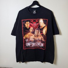 men’s vintage 2003 paperview wwe unforgiven shirt XL kane triple h goldberg picture