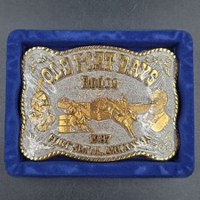 1987 Old Fort Days Rodeo Belt Buckle Fort Smith Arkansas Award Design Medals NOS picture