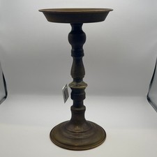Vintage 12 Inch Antique Brass Pillar Candle Holder Tall Pedestal Stand Baluster picture