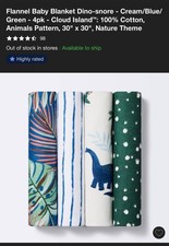 Cloud Island Flannel Blankets 4 Pack  Boys Dinosaur  picture