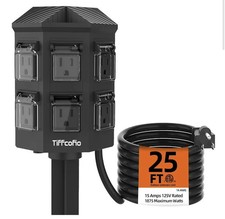 Weatherproof Outdoor Power Strip 25 FT Extension Cord 6 Outlet Garden Holiday picture
