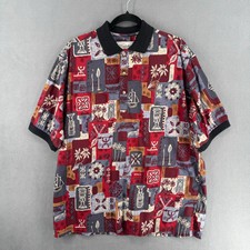 Vintage Kalaheo Sailing Hawaiian Polo Shirt Mens L Red Made in USA Cotton Lawn picture