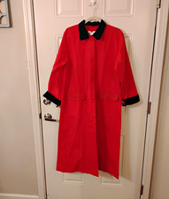 Talbots Red/Black Long Rain Coat Button Front Pockets Women's Size 16 picture