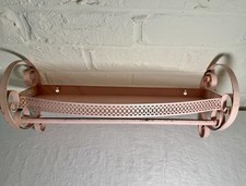 Light Pink Metal VTG Bathroom Shelf 1950s Kitsch Mid Century MCM Decor Retro 17” picture