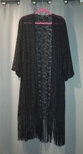 Torrid Women’s Plus Size 3X  Lace Duster Cardigan Kimono With Fringe picture