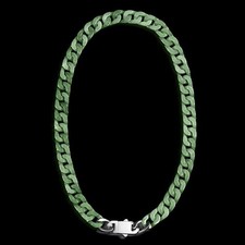 Certified Grade A Green Blue Natural Jade jadeite Cuban Chain Necklace picture