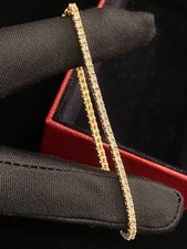 Pave 2.50 Cts Round Brilliant Cut Natural Diamonds Tennis Bracelet In 14K Gold picture