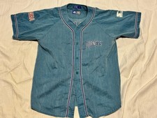 Vintage 1990s CHARLOTTE HORNETS STARTER Baseball Jersey - Acid Washed - Men’s LG picture