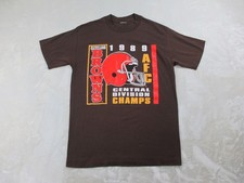 VINTAGE Cleveland Browns Shirt Mens Small Brown AFC Champs Football NFL 1989* picture