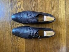 a.testoni Men's Brown Leather Wingtip Brogue Lace-Up Oxford Dress Shoes 10 picture
