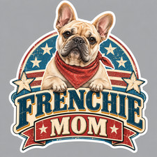 Frenchie Mom Sticker Vinyl Decal French Bulldog Patriotic Americana Dog Gift picture