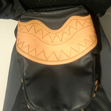 Sprayground Shark Mouth Backpack Black Tan Zip Adjustable Straps Pockets picture