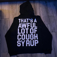Awful Lot Of Cough Syrup Men's L Black Cotton Full Zip Graphic Hoodie Pockets picture