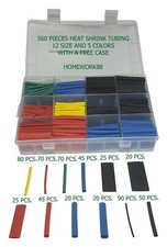 560pc 2:1 Heat Shrinking Tubing Tube Sleeving Wrap Cable Wire ,5 Colors 12 Sizes picture