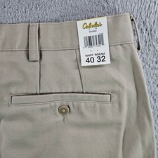 Cabelas Outfitter Series Khaki Pants Mens 40x32 Beige Cotton Flat Front NEW picture