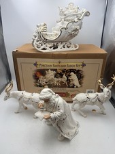 Vtg Grandeur Noel Porcelain Santa and Sleigh Set 2001 Collectors Ed. MINT IN BOX picture