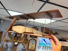Handmade 1920s folk art biplane wood and iron picture