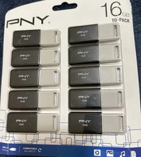 PNY P-FD16GX100DM-EF2 16GB USB 2.0 Flash Drive 10-Pack Black/Gray NEW picture