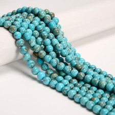 Multi Blue Magnesite Turquoise Smooth Round Beads Size 6mm 8mm 10mm 15.5''Strand picture