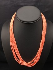 Native American Pink Coral Navajo Sterling Silver Necklace 10 Strand 4388 picture