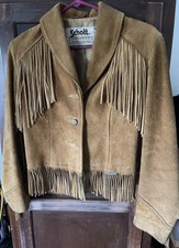 Vintage Schott NYC Suede Leather Fringed Jacket Women's  Leather Coat USA picture