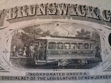SLING'S 🪙RARE 1890's NEW BRUNSWICK CITY RAILWAY COMPANY Stock Certificate N.J. picture