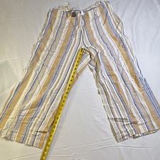 J. Jill Women’s 1X Striped Linen Drawstring Pocket Cropped Wide-Leg Pants picture