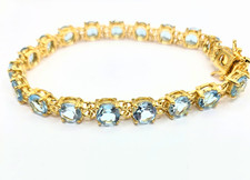 Gorgeous Womens 18K Gold Plated 17 CTW AAA Swiss Blue Topaz Designer Bracelet picture