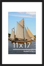 11X17 Picture Frame Black, Display Pictures 8 X 12 with Mat or 11 X 17 without M picture