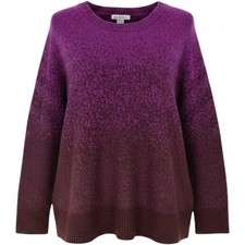 Athleta Jacquard Crew Sweater XL Purple Burgundy Ombre Merino Wool Blend picture