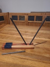 Vintage Smiths Sharpening Sticks Ceramic Rods Knife Sharpener Wood Base 3-sticks picture