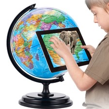 Large 3D World Globe Earth Ocean Rotating World Map Geography w/ Stand Desktop picture
