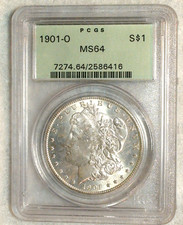 1901 O Morgan Silver Dollar PCGS MS64 NEAR GEM IN ORIGINAL GREEN HOLDER $1 Coin picture