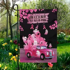 In October We Wear Pink Decorative Graden Flag picture