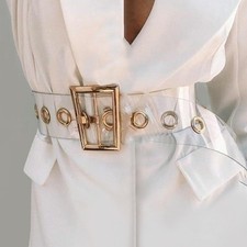 Wide Transparent Pvc Belt for Women Clear White Waist Jeans Accessory Style New picture
