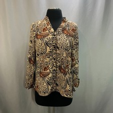 Notations Button Up Shirt Womens Medium Multicolor Paisley Print Casual Wear picture