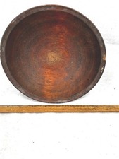 antique bowl wooden hand turned small foot round oval 7.5x8 original early 1800  picture