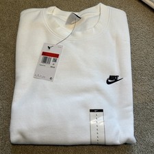 Nike Club Fleece Premium Crewneck Sweatshirt Mens L White FN3886-100 NWT picture