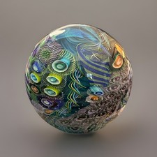 NEW Seascape Inspired Large 6” Signed Art Glass Paperweight Scott Garrelts USA picture