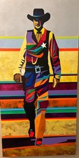 Here Comes the Sheriff, Gary Cooper). Western. Acrylic original.  48”x24”. picture