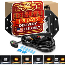 2-Pack 42W Flush Mount LED Pods Amber White Strobe w/ 16AWG Wiring Harness picture