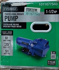 Everbilt HDLS15 1-1/2 HP Dual Voltage Cast Iron Professional Irrigation Pump OB picture