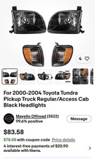 2000-2003 Toyota Tundra Blk Headlights (New/Unopened) + Used Clear Corner Lights picture