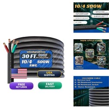 Windynation 10/4 30 Feet 10 Awg Soow So Cable Cord Wire - 10 Gauge 4 Conductor picture