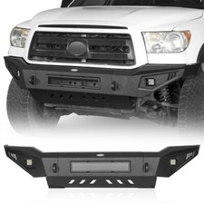 Fit 07-13 Toyota Tundra Full Width Front Bumper w/ Skid Plate & LED Light Steel picture