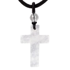 Justinstones Natural White Clear Quartz Carved Cross Reiki Chakra Pendant Nec... picture