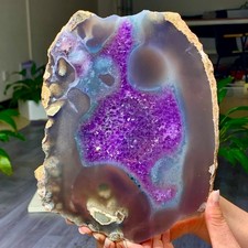 1.88LB Natural Amethyst agate  slice quartz cluster crystal specimen /Brazil picture