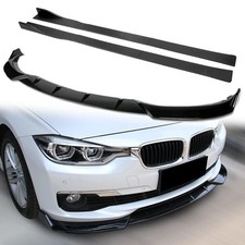 9pc Front Bumper Lip Side Skirt Diffuser for BMW 3 Series F30 2016-2019 Black picture